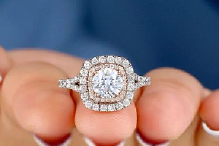 1.25 CT Cushion Cut Moissanite Ring: 14K Gold Double Halo Engagement Ring - Image 7