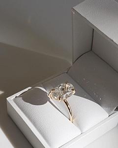 4 CT Oval Lab Diamond Engagement Ring: Hidden Halo, Solid Gold - Image 5