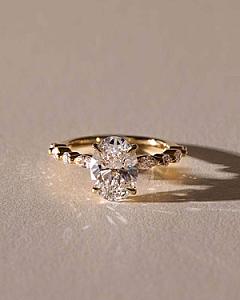 Oval Lab Grown Diamond Engagement Ring: Marquise & Round Side Stones - Image 1