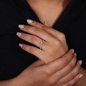 Lab Grown Round Diamond Engagement Ring: Hidden Halo Anniversary Ring - Image 4