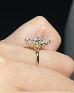 Lozenge Cut Moissanite Engagement Ring: 14K Gold Modern Wedding Ring - Image 3