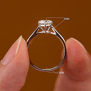 Round Lab Grown Diamond Solitaire Ring: Solid Gold Wedding, Anniversary - Image 3