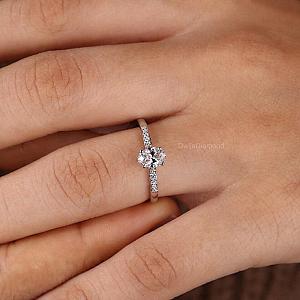 Lab Grown Oval Diamond Engagement Ring: Hidden Halo, Solid Gold - Image 4