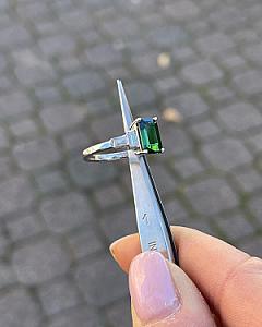 Art Deco Emerald Cut Moissanite Five Stone Ring: Vintage Anniversary Ring - Image 7