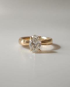 Oval Lab Grown Diamond Engagement Ring: F/VVS2, Solid Gold Band
