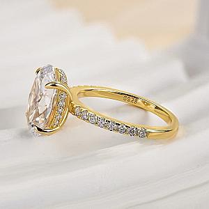 3 Carat Oval Lab Grown Diamond Ring: 14K Gold Hidden Halo Engagement Ring - Image 3