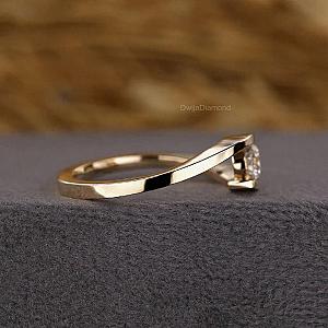Lab Grown Diamond Engagement Ring: Bypass Solitaire, 14K Yellow Gold - Image 4