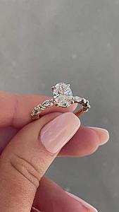 Oval Lab Grown Diamond Engagement Ring: Marquise & Round Side Stones - Image 5