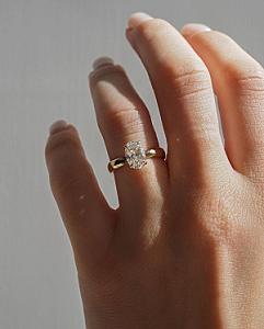 14K Yellow Gold Oval Lab Grown Diamond Solitaire Engagement Ring - Image 4