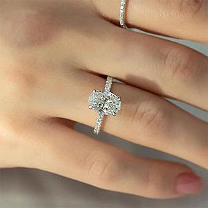 3 Carat Oval Lab Grown Diamond Ring: 14K Gold Hidden Halo Engagement Ring - Image 7