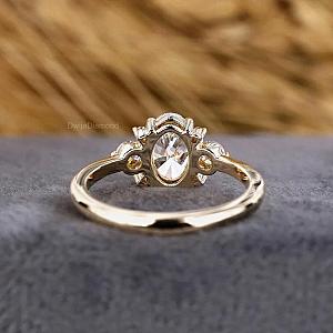 Oval Lab Diamond Engagement Ring: Art Deco Wedding Ring, Solid Gold - Image 2