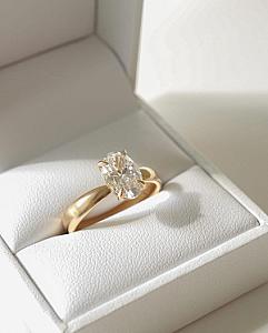 14K Yellow Gold Oval Lab Grown Diamond Solitaire Engagement Ring - Image 1