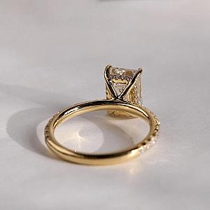 Lab Grown Emerald Cut Diamond Engagement Ring: Pave Hidden Halo - Image 4