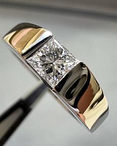 Princess Cut Lab Grown Diamond Men's Ring: Bezel Set Engagement, Solid Gold