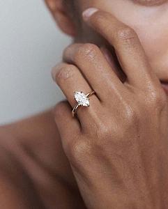 Marquise 3 Carat Lab Grown Diamond Engagement Ring: 14k Gold Solitaire - Image 9