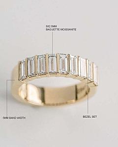 Vintage Baguette Moissanite Wedding Band: 14k Yellow Gold Half Eternity - Image 2
