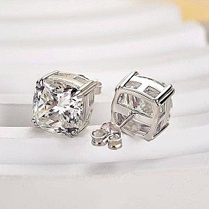 Cushion Cut Lab Grown Diamond Stud Earrings: Minimalist Gold Solitaire - Image 5