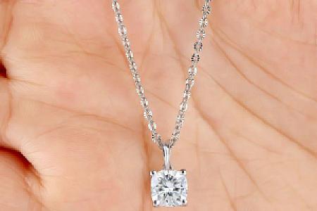 Cushion Moissanite Pendant Necklace: 1.00 CT Solid Gold, Silver Jewelry - Image 5