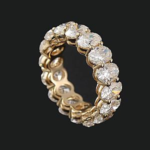 Oval Moissanite Half Eternity Band: Handmade Gold Anniversary Ring - Image 5