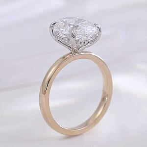 Oval Lab Grown Diamond Ring: Hidden Halo, Solid Gold Engagement Ring - Image 4
