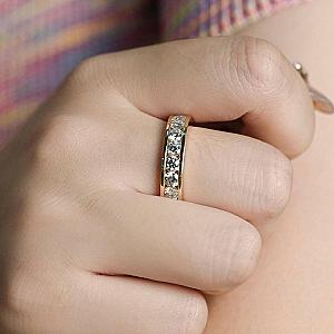 Full Eternity Moissanite Wedding Band: 14K Gold Channel Set Stacking Ring - Image 6