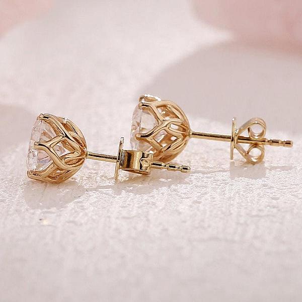 Lab Grown Diamond Stud Earrings: 14k Gold Minimalist Screw Backs