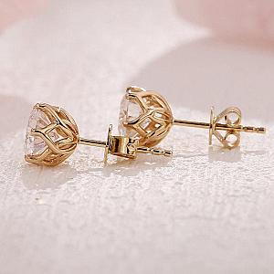 Lab Grown Diamond Stud Earrings: 14k Gold Minimalist Screw Backs
