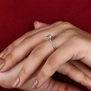 Lab Grown Diamond Engagement Ring: Round Cut Gold Anniversary Band - Image 5