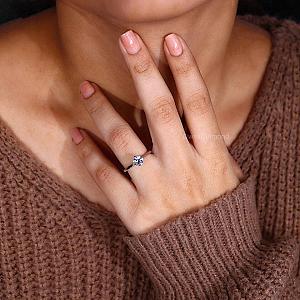 Lab Grown Diamond Ring: Round Solitaire, Compass Prong, Real Gold - Image 4