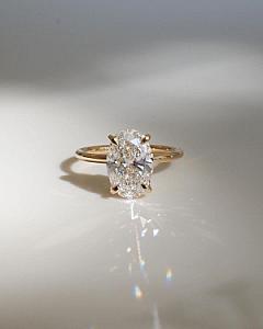 4 CT Oval Lab Diamond Engagement Ring: Hidden Halo, Solid Gold - Image 4