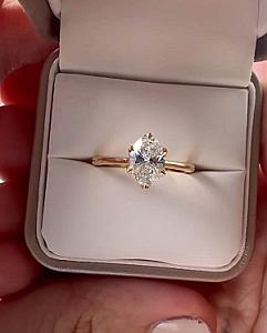 Oval Lab Grown Diamond Engagement Ring: Solitaire Gold Ring, IGI Certified - Image 1