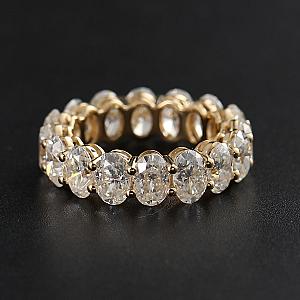 Oval Moissanite Half Eternity Band: Handmade Gold Anniversary Ring - Image 3