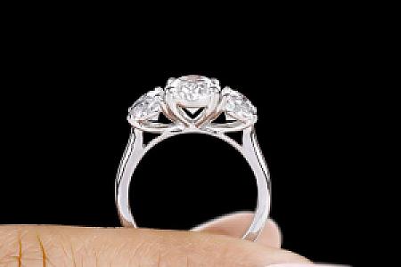 3CT Oval Moissanite Engagement Ring: Three Stone 14K Gold Wedding Ring - Image 5