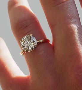3.00 Carat Round Cut Lab Grown Diamond Ring: 14k Yellow Gold Solitaire - Image 9