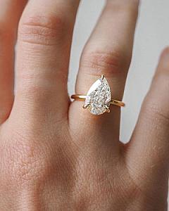 Pear Shaped Diamond Ring, Solitaire Engagement Ring, 0.50 to 3.00 CT Lab Grown Diamond Ring, F/VS Diamond Ring, Tear Drop, Anniversary Gift - Image 1