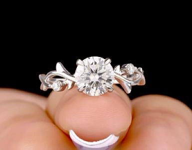 Leaf Branch Moissanite Engagement Ring: 14K Yellow Gold Twig Wedding Ring - Image 8