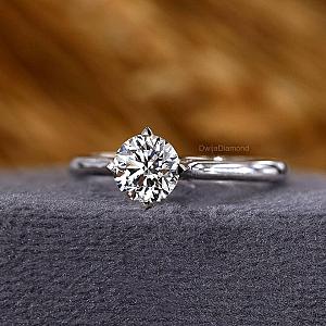 Lab Grown Diamond Ring: Round Solitaire, Compass Prong, Real Gold