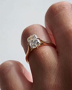 Elongated Cushion Lab Grown Diamond Engagement Ring: 14K Gold Solitaire - Image 7