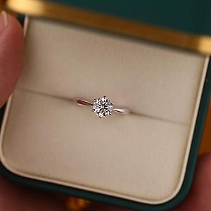 Round Lab Grown Diamond Solitaire Ring: Solid Gold Wedding, Anniversary - Image 9