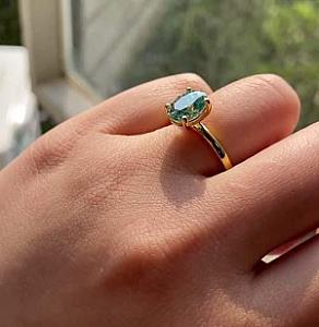 3 CT Green Oval Moissanite Engagement Ring: 14K Gold Solitaire Promise Ring - Image 3