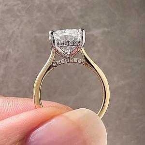 Radiant Cut Lab Grown Diamond Engagement Ring: 14K Gold Hidden Halo - Image 3