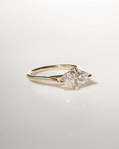 East West Marquise Lab Grown Diamond Engagement Ring - 14k White Gold - Image 3