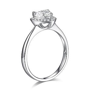 1 CT Heart Lab Grown Diamond Engagement Ring: Halo Pave Band - Image 2
