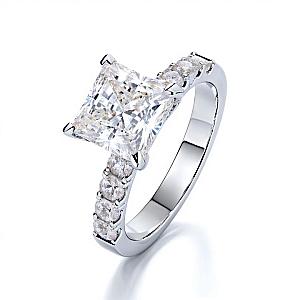 Princess Cut Lab Grown Diamond Engagement Ring: 14K Gold Pave Setting - Image 3