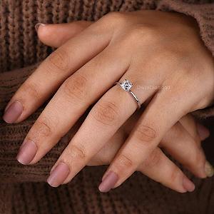 Cushion Cut Lab Grown Diamond Engagement Ring: 14k Gold Solitaire - Image 5