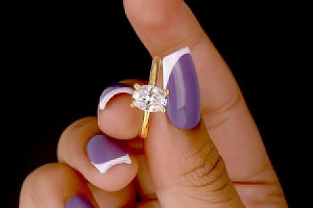 2 Ct Oval Moissanite Engagement Ring: Solid Gold, Handmade - Image 5
