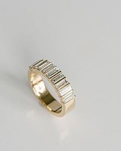 Vintage Baguette Moissanite Wedding Band: 14k Yellow Gold Half Eternity - Image 4