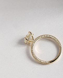 2 Carat Lab Grown Diamond Ring: 14k Yellow Gold Hidden Halo Engagement Ring - Image 4