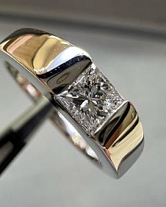 Princess Cut Lab Grown Diamond Men's Ring: Bezel Set Engagement, Solid Gold - Image 3