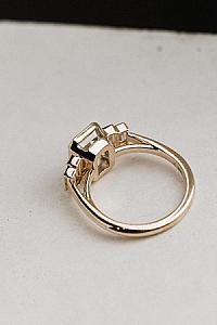 Vintage Emerald Cut Moissanite Five Stone Ring: 14K White Gold Bezel Set - Image 4